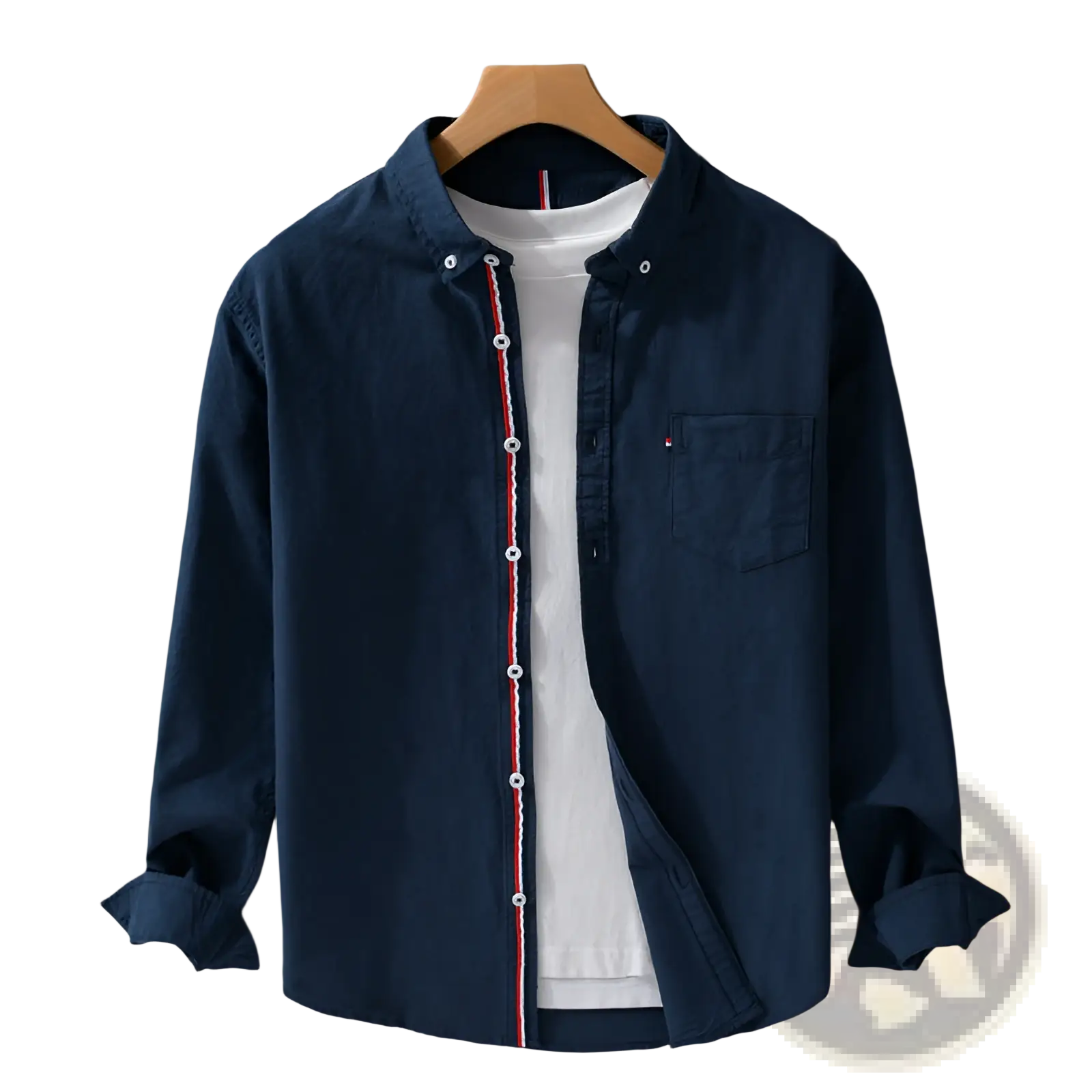 Men's British Style Striped Oxford Cotton Long Sleeve Shirt