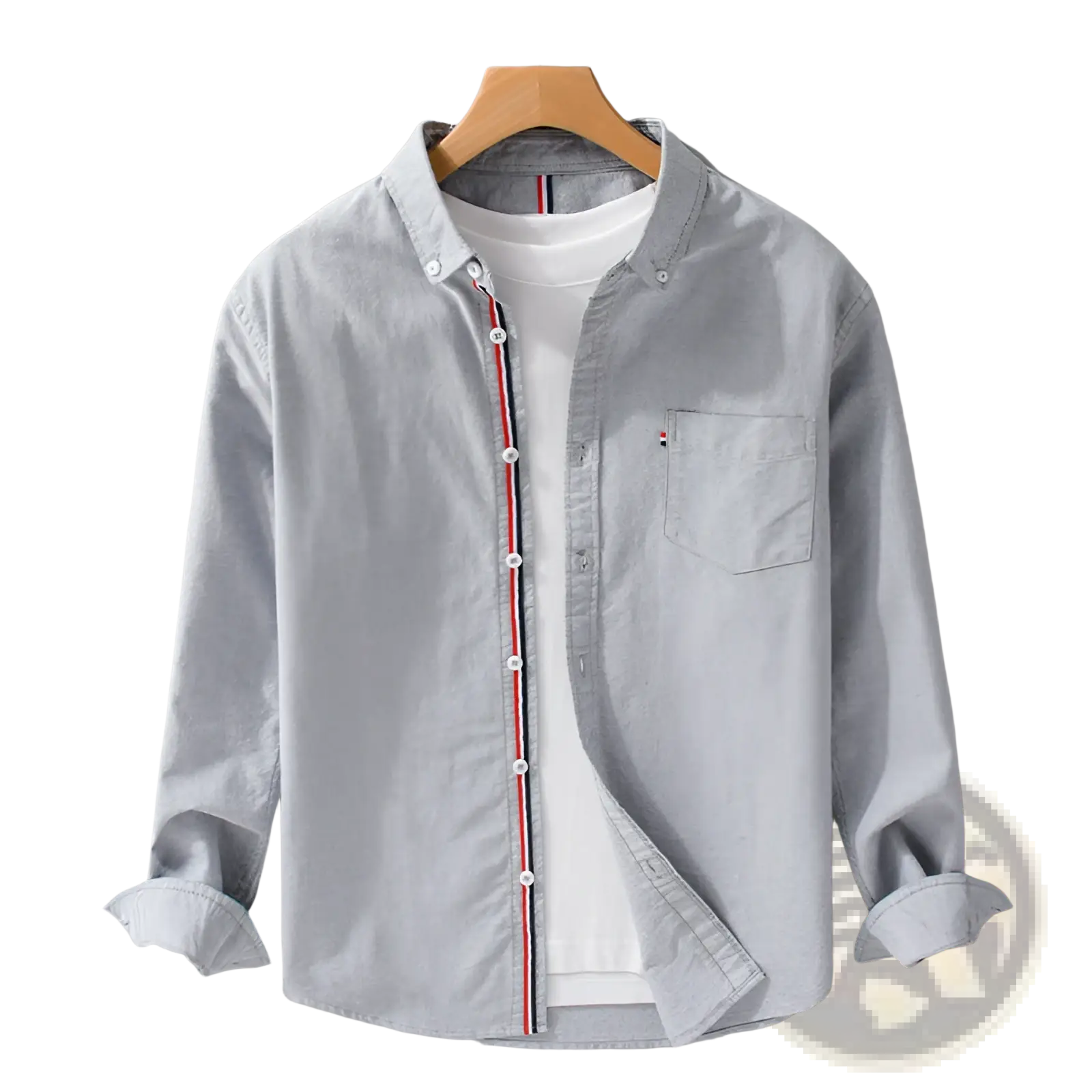 Men's British Style Striped Oxford Cotton Long Sleeve Shirt