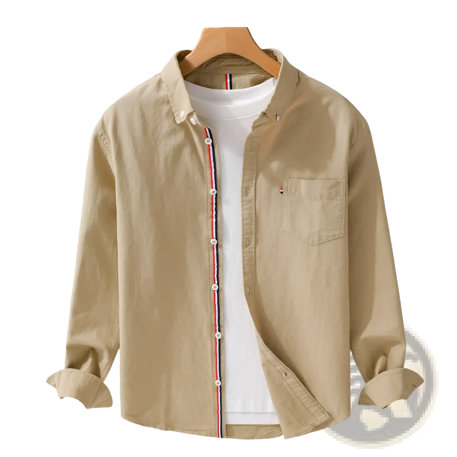 Men's British Style Striped Oxford Cotton Long Sleeve Shirt